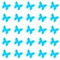 Blue butterflies on white background repetition cards backgrounds