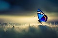 blue butterfly in a blurry background