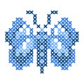 Blue butterfly cross stitch scheme Royalty Free Stock Photo