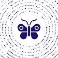 Blue Butterfly icon isolated on white background. Abstract circle random dots. Vector Royalty Free Stock Photo