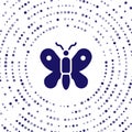 Blue Butterfly icon isolated on white background. Abstract circle random dots. Vector Royalty Free Stock Photo