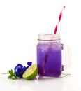 Blue butterfly pea juice with lemon Royalty Free Stock Photo