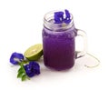 Blue butterfly pea juice with lemon Royalty Free Stock Photo