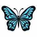 Blue And Black Butterfly Logo With Pop Art Flat Colors Royalty Free Stock Photo