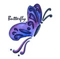 Blue butterfly on white background Royalty Free Stock Photo