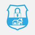 blue button home security lock Royalty Free Stock Photo