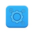 Blue button icon featuring three cogwheels representing settings or configuration. The Royalty Free Stock Photo
