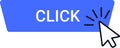 Blue button labeled CLICK with a cursor icon, symbolizing digital interaction and online engagement. Ideal for web Royalty Free Stock Photo