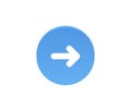 Blue button with a white arrow that shows to the right. Next arrow. User interface design icon. Vector illustration.