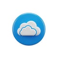Blue button with white cloud icon transparent background Royalty Free Stock Photo