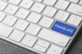 Blue button with word TRANSLATE on computer keyboard, closeup view Royalty Free Stock Photo