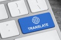 Blue button with word TRANSLATE on computer keyboard, closeup view Royalty Free Stock Photo