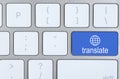 Blue button with word TRANSLATE on computer keyboard, top view Royalty Free Stock Photo