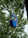 Blue cabin of cable car