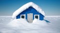 Blue Cabin Covered In Snow Royalty Free Stock Photo