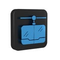 Blue Cable car icon isolated on transparent background. Funicular sign. Black square button.