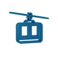 Blue Cable car icon isolated on transparent background. Funicular sign.