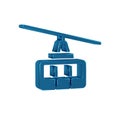 Blue Cable car icon isolated on transparent background. Funicular sign.