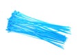 Blue cable tie on white background Royalty Free Stock Photo