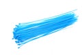 Blue cable tie on white background Royalty Free Stock Photo