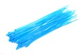 Blue cable tie on white background Royalty Free Stock Photo