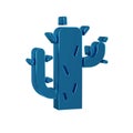 Blue Cactus icon isolated on transparent background.