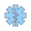 Blue caduceus medical shield