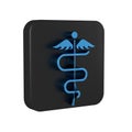 Blue Caduceus snake medical symbol icon isolated on transparent background. Medicine and health care. Emblem for