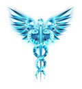 Blue Caduceus Symbol on white background