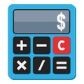 Blue Calculator Flat Icon Isolated on White