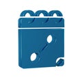 Blue Calendar fitness icon isolated on transparent background. Training schedule.