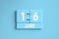 Blue Calendar with June 16 Fathers Day of the year 2024 on blue background