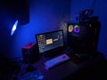 Blue Calm Gaming Setup Royalty Free Stock Photo