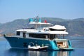 Blue calm sea in a boat Royalty Free Stock Photo