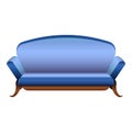 Blue camel sofa icon, cartoon style