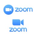 Blue camera icon - Zoom app logo vector - Live media streaming application for the phone, conference video calls with