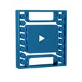 Blue Camera vintage film roll cartridge icon isolated on transparent background. 35mm film canister. Filmstrip