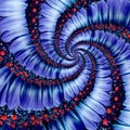 Blue camomile daisy flower spiral abstract fractal effect pattern background. Blue violet navy flower spiral abstract pattern