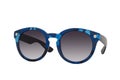 Blue camouflage print sunglasses with black gradient lens