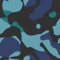 Blue camouflage seamless pattern. Military background. Vector illustration. EPS 10. Royalty Free Stock Photo