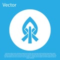 Blue Campfire icon isolated on blue background. Burning bonfire with wood. White circle button. Vector Illustration Royalty Free Stock Photo