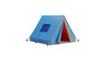 Blue camping tent with orange interior isolated on transparent background Royalty Free Stock Photo