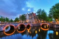 Blue canal Amsterdam Royalty Free Stock Photo