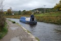 Blue canal barge narrow boat