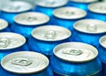 Blue cans Fresh from the fridge Royalty Free Stock Photo