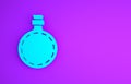 Blue Canteen water bottle icon isolated on purple background. Tourist flask icon. Jar of water use in the campaign. Minimalism