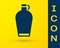 Blue Canteen water bottle icon isolated on yellow background. Tourist flask icon. Jar of water use in the campaign