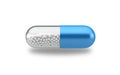 Blue capsule pill isolated on a white background with clipping p