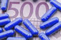 Blue capsules up ticket of 500 euros
