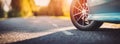 Blue car on asphalt road in summer Royalty Free Stock Photo